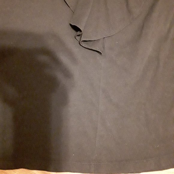 Lilla P Black Pima Cotton V Neck Ruffle Tee Shirt Size S - Picture 10 of 10